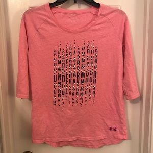 Under Armour 3/4-Sleeve Pink Tee T-Shirt Med? VGC